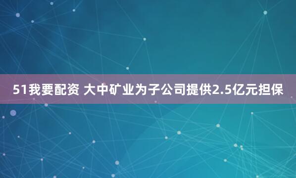 51我要配资 大中矿业为子公司提供2.5亿元担保